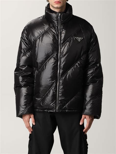 black leather jacket men prada|prada down jacket men's.